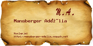 Mansberger Adélia névjegykártya